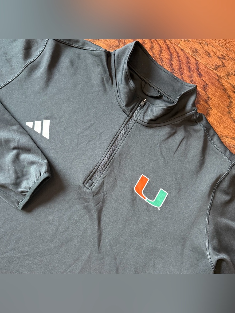 Miami Hurricanes Adidas 1/4 Zip Pullover Mens 2XL Black NCAA Performance
